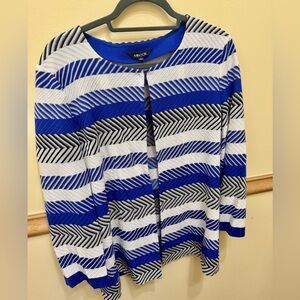 Misook Blue and White Knit Sweater